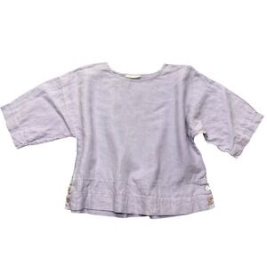 Bryn Walker Linen Shirt Women's Size M Purple Boxy Relaxed Fit Beach Boho USA